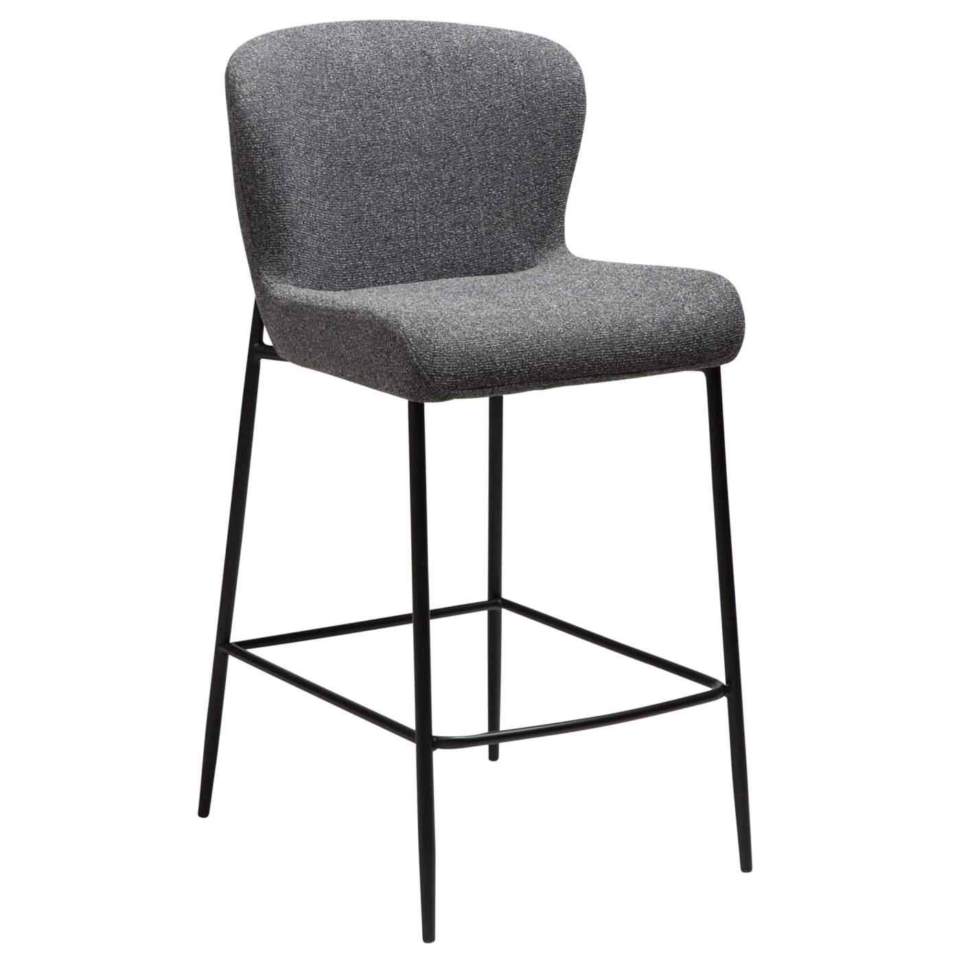 Glam Counter Stool Pebble Grey Boucle Fabric With Black Metal Legs 300206102 01 Main