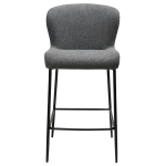 Glam Counter Stool Pebble Grey Boucle Fabric With Black Metal Legs 300206102 02 Front