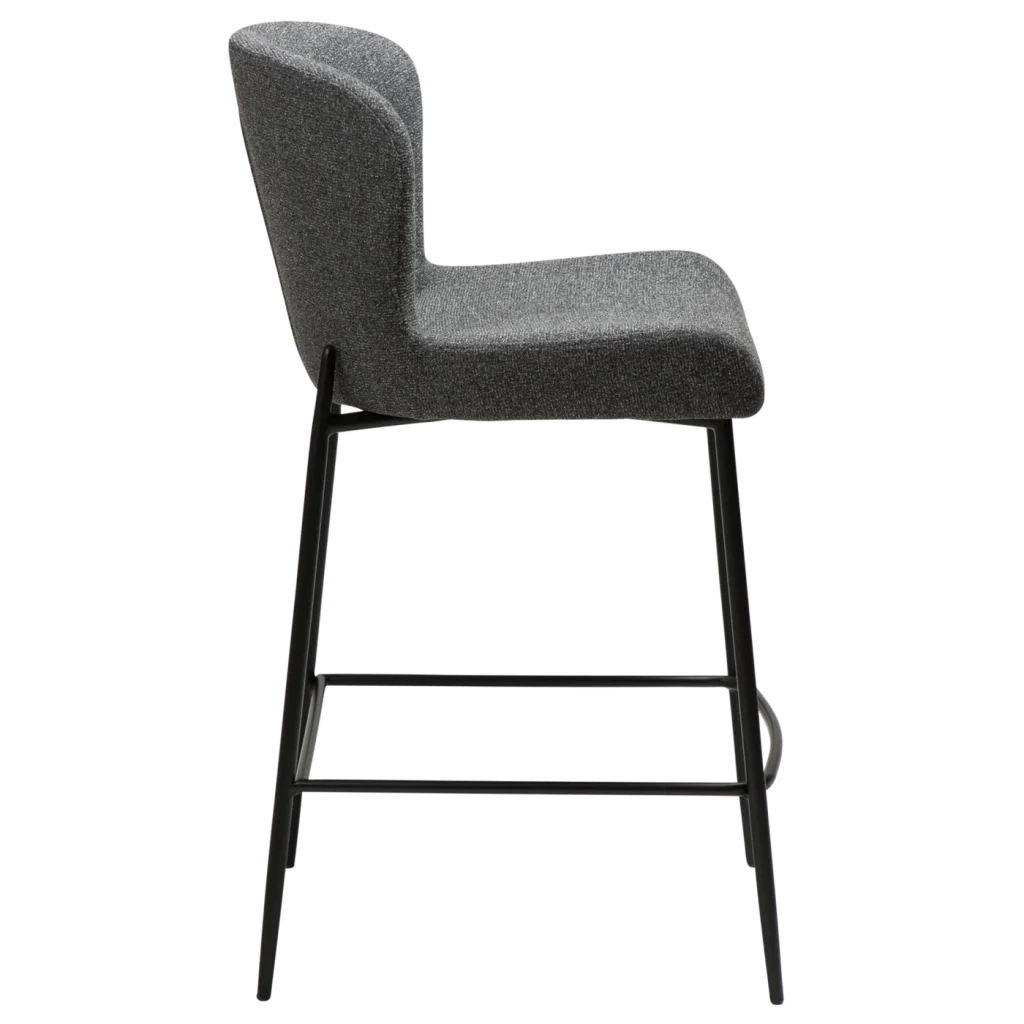 Glam Counter Stool Pebble Grey Boucle Fabric With Black Metal Legs 300206102 03 Profile