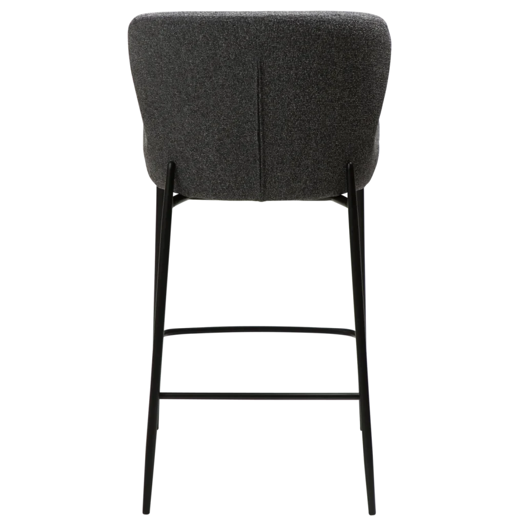Glam Counter Stool Pebble Grey Boucle Fabric With Black Metal Legs 300206102 04 Back
