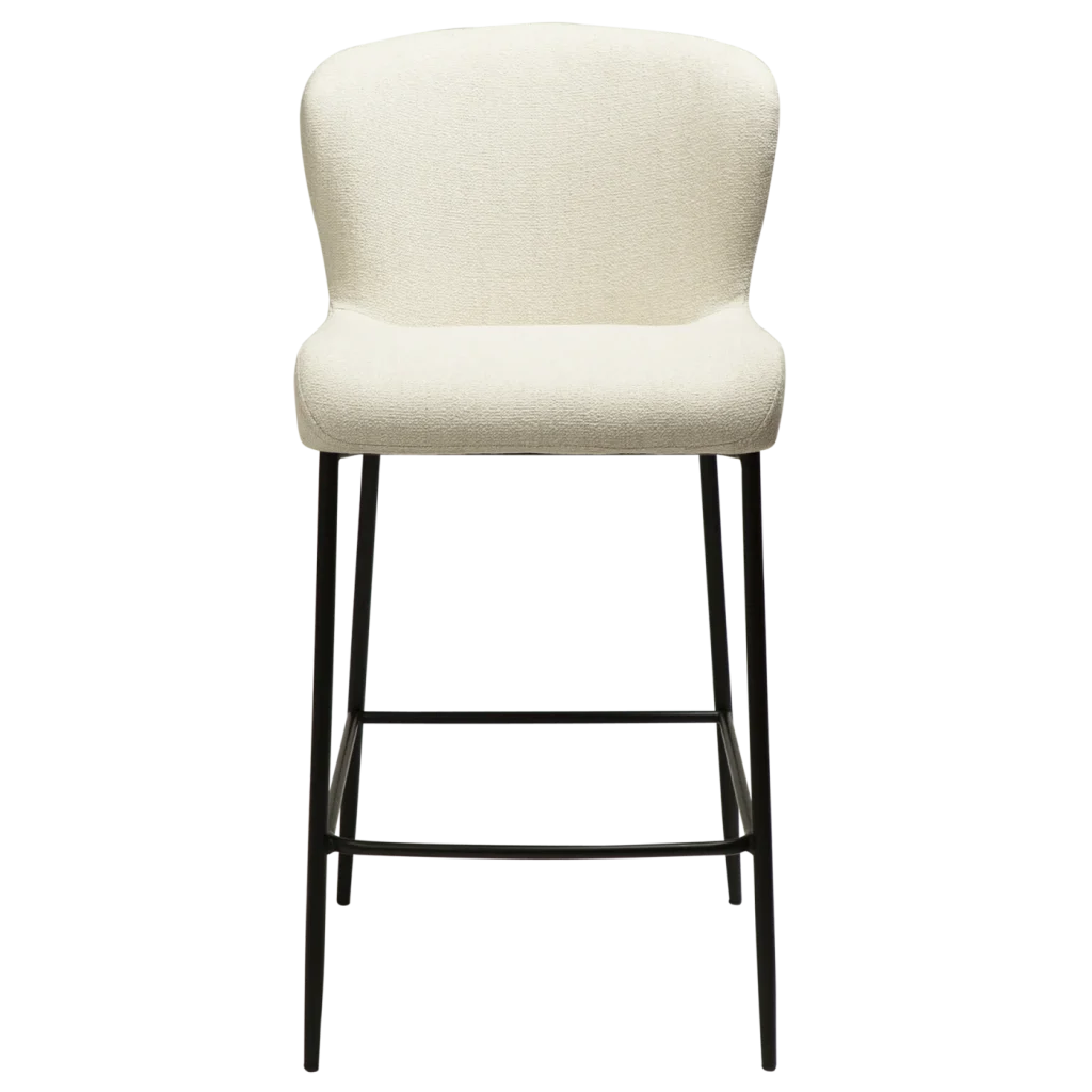 Glam Counter Stool Simply Beige Boucle Fabric With Black Metal Legs 300206106 02 Front