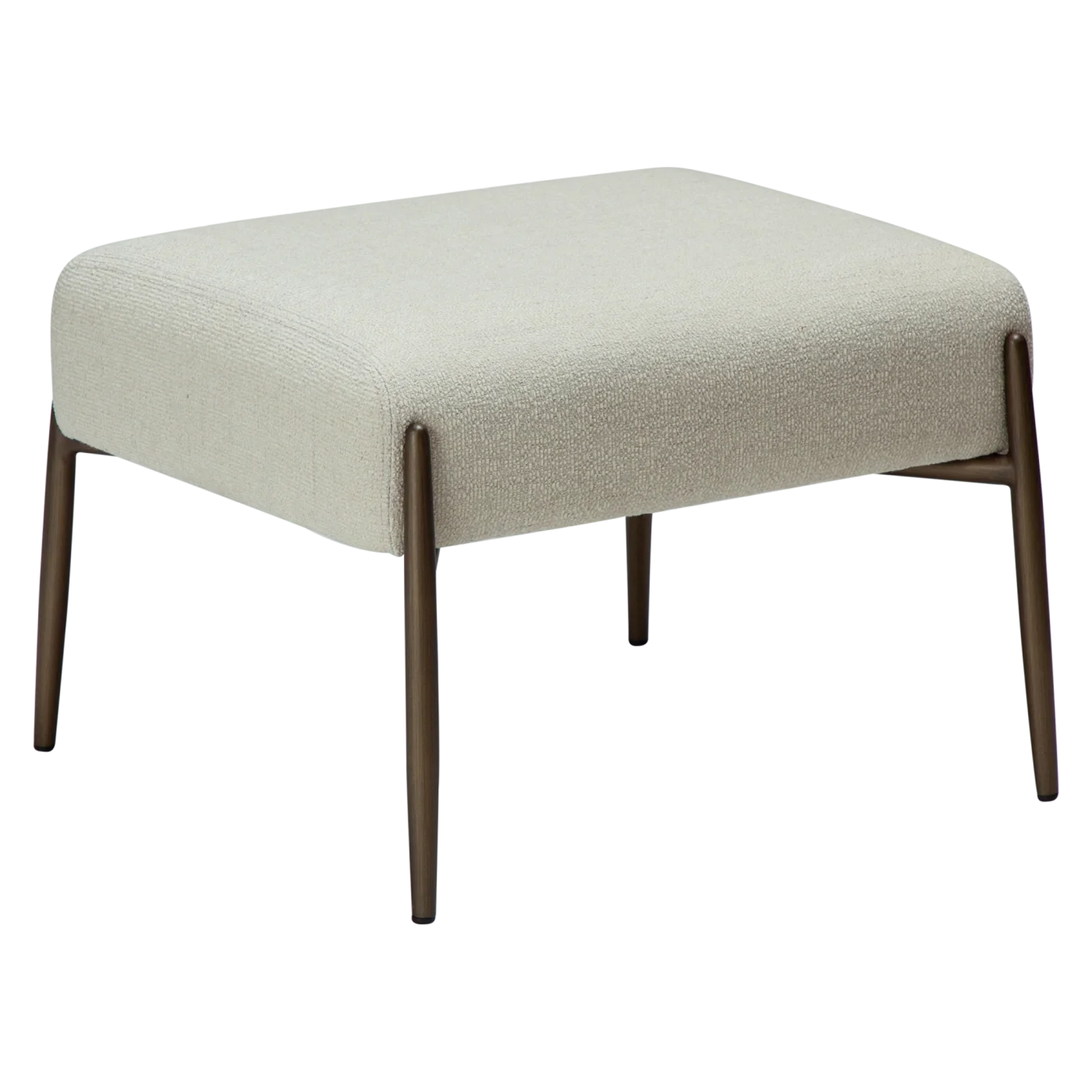 GLAM FOOT STOOL Bone White Boucle Fabric W. Antique Brass Legs 700208114 01 Main