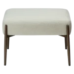 GLAM FOOT STOOL Bone White Boucle Fabric W. Antique Brass Legs 700208114 02 Front