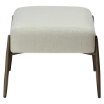 GLAM FOOT STOOL Bone White Boucle Fabric W. Antique Brass Legs 700208114 03 Profile