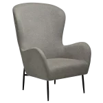 GLAM LOUNGE CHAIR HIGH BACK Pebble Earth Bouclé Fabric W. Black Metal Legs 700204105 01 Main