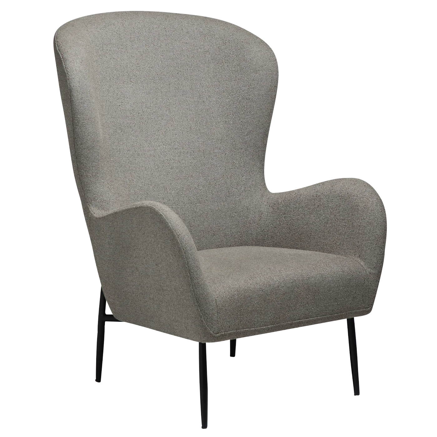 GLAM LOUNGE CHAIR HIGH BACK Pebble Earth Bouclé Fabric W. Black Metal Legs 700204105 01 Main
