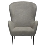GLAM LOUNGE CHAIR HIGH BACK Pebble Earth Bouclé Fabric W. Black Metal Legs 700204105 02 Front