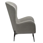 GLAM LOUNGE CHAIR HIGH BACK Pebble Earth Bouclé Fabric W. Black Metal Legs 700204105 03 Profile