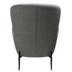 GLAM LOUNGE CHAIR HIGH BACK Pebble Earth Bouclé Fabric W. Black Metal Legs 700204105 04 Back