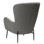 GLAM LOUNGE CHAIR HIGH BACK Pebble Earth Bouclé Fabric W. Black Metal Legs 700204105 05 Back Angle