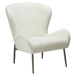 GLAM LOUNGE CHAIR LOW BACK Bone White Boucle Fabric W. Antique Brass Legs 700204114 01 Main