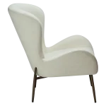 GLAM LOUNGE CHAIR LOW BACK Bone White Boucle Fabric W. Antique Brass Legs 700204114 04 Profile