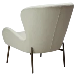 GLAM LOUNGE CHAIR LOW BACK Bone White Boucle Fabric W. Antique Brass Legs 700204114 06 Back Angle