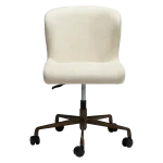 GLAM OFFICE CHAIR Frosted Almond Boucle Fabric W. Antique Brass Office Base 800206127 02 Front