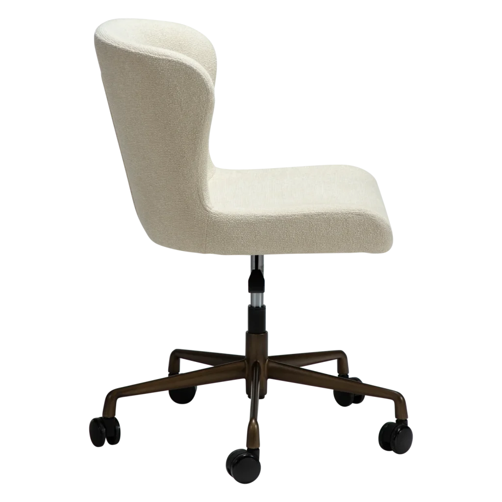 GLAM OFFICE CHAIR Frosted Almond Boucle Fabric W. Antique Brass Office Base 800206127 03 Profile