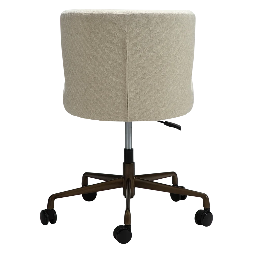 GLAM OFFICE CHAIR Frosted Almond Boucle Fabric W. Antique Brass Office Base 800206127 04 Back