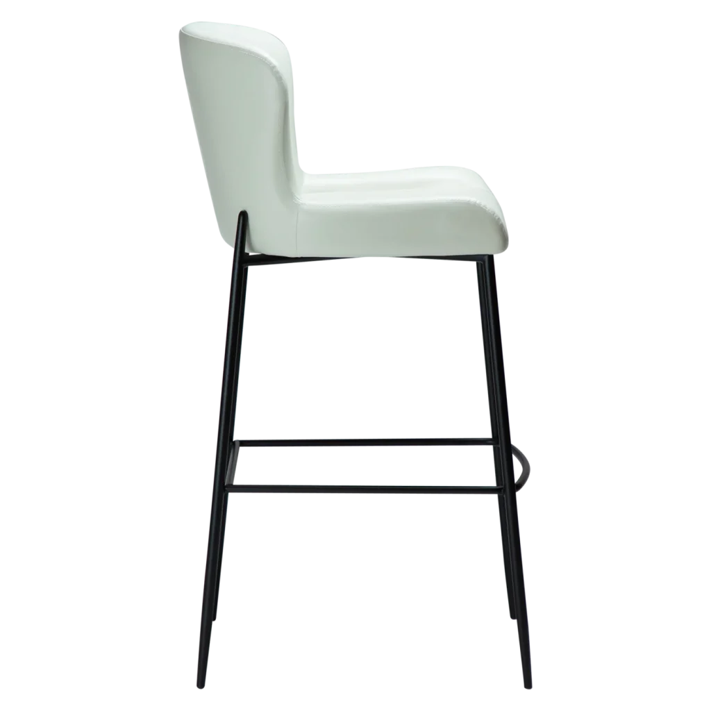 GLAMOROUS BAR STOOL Bone White Art. Leather W. Black Metal Legs 200206120 03 Profile