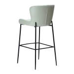 GLAMOROUS BAR STOOL Bone White Art. Leather W. Black Metal Legs 200206120 05 Back Angle