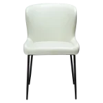 GLAMOROUS CHAIR Bone White Art. Leather W. Black Metal Legs 100206120 02 Front