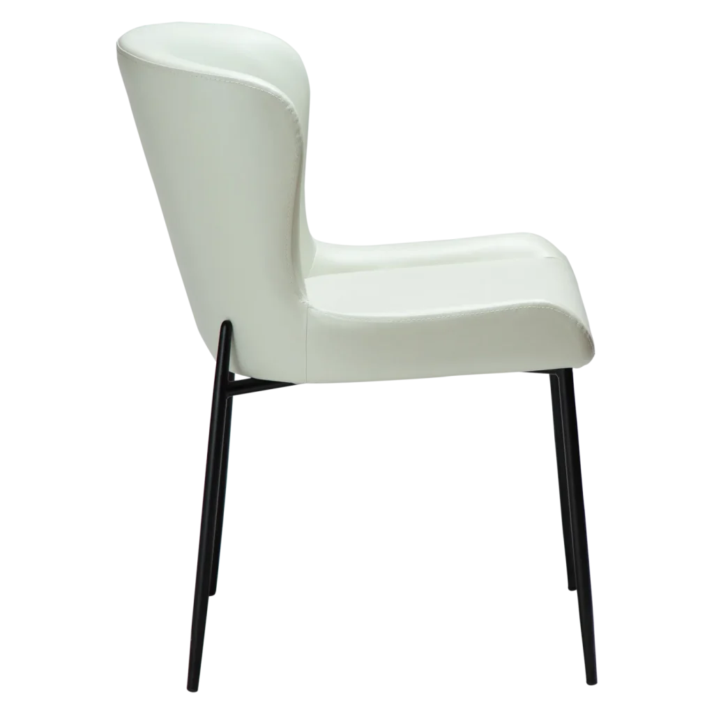 GLAMOROUS CHAIR Bone White Art. Leather W. Black Metal Legs 100206120 03 Profile