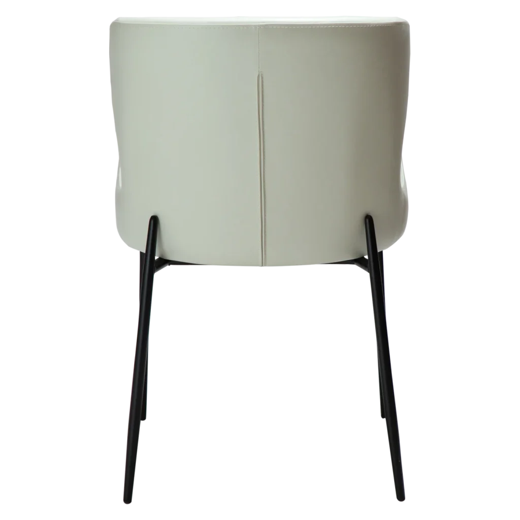 GLAMOROUS CHAIR Bone White Art. Leather W. Black Metal Legs 100206120 05 Back Angle