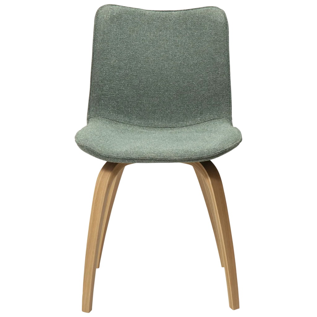 Glee Chair Pebble Green Boucle Fabric With Oak Legs 100203108 02 Front