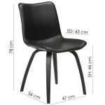 Glee Chair Vintage Light Brown Art Leather With Oak Legs 100203104 15 Measurements