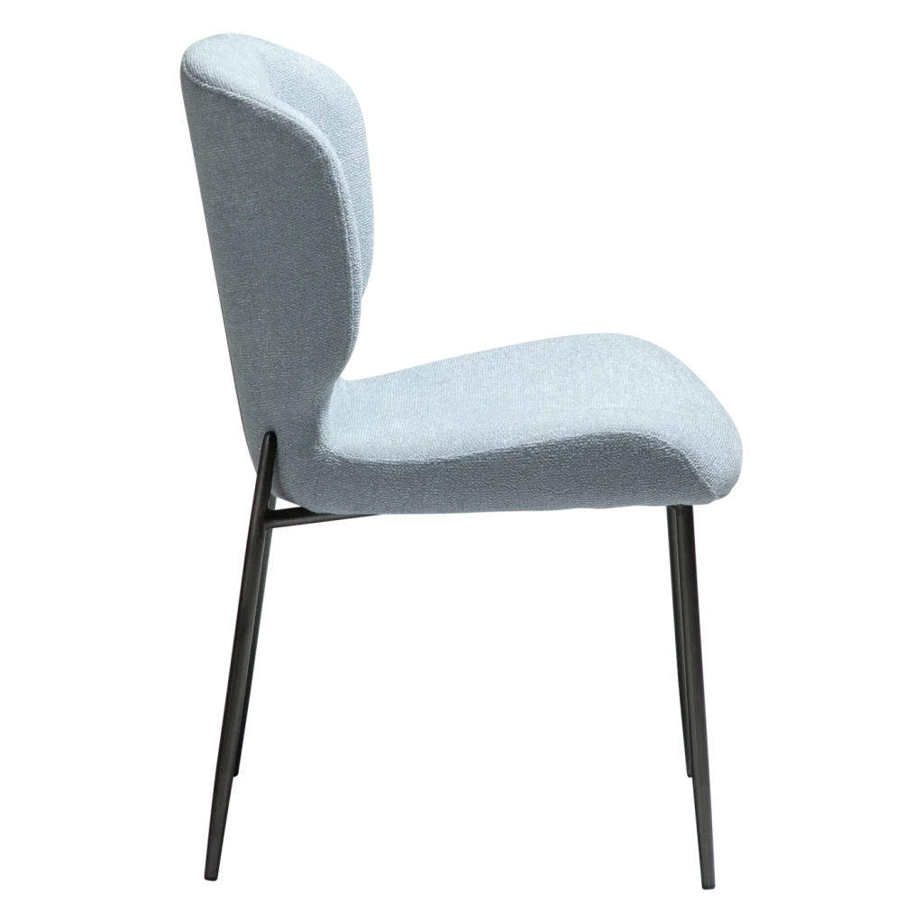 GLORY CHAIR Blue Fog Boucle Fabric W. Antique Pewter Legs 100330116 03 Profile