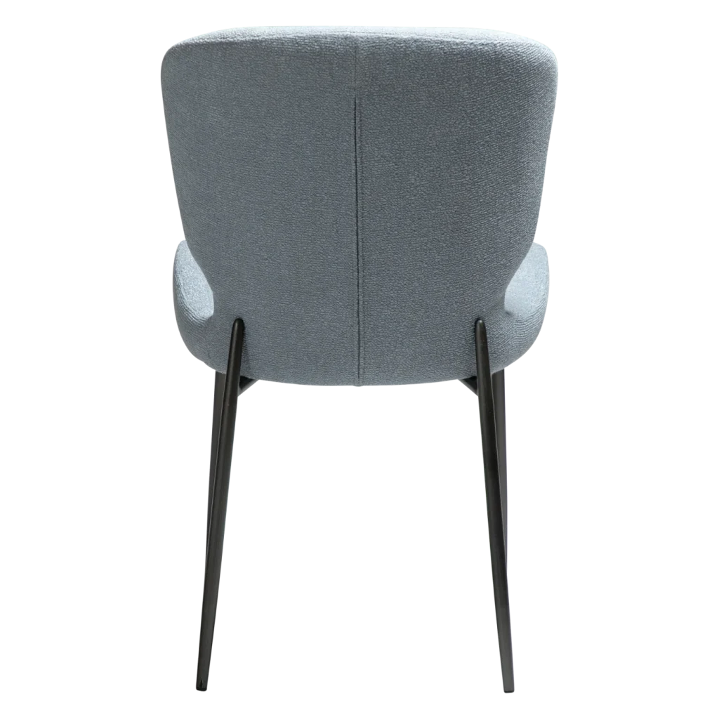 GLORY CHAIR Blue Fog Boucle Fabric W. Antique Pewter Legs 100330116 04 Back