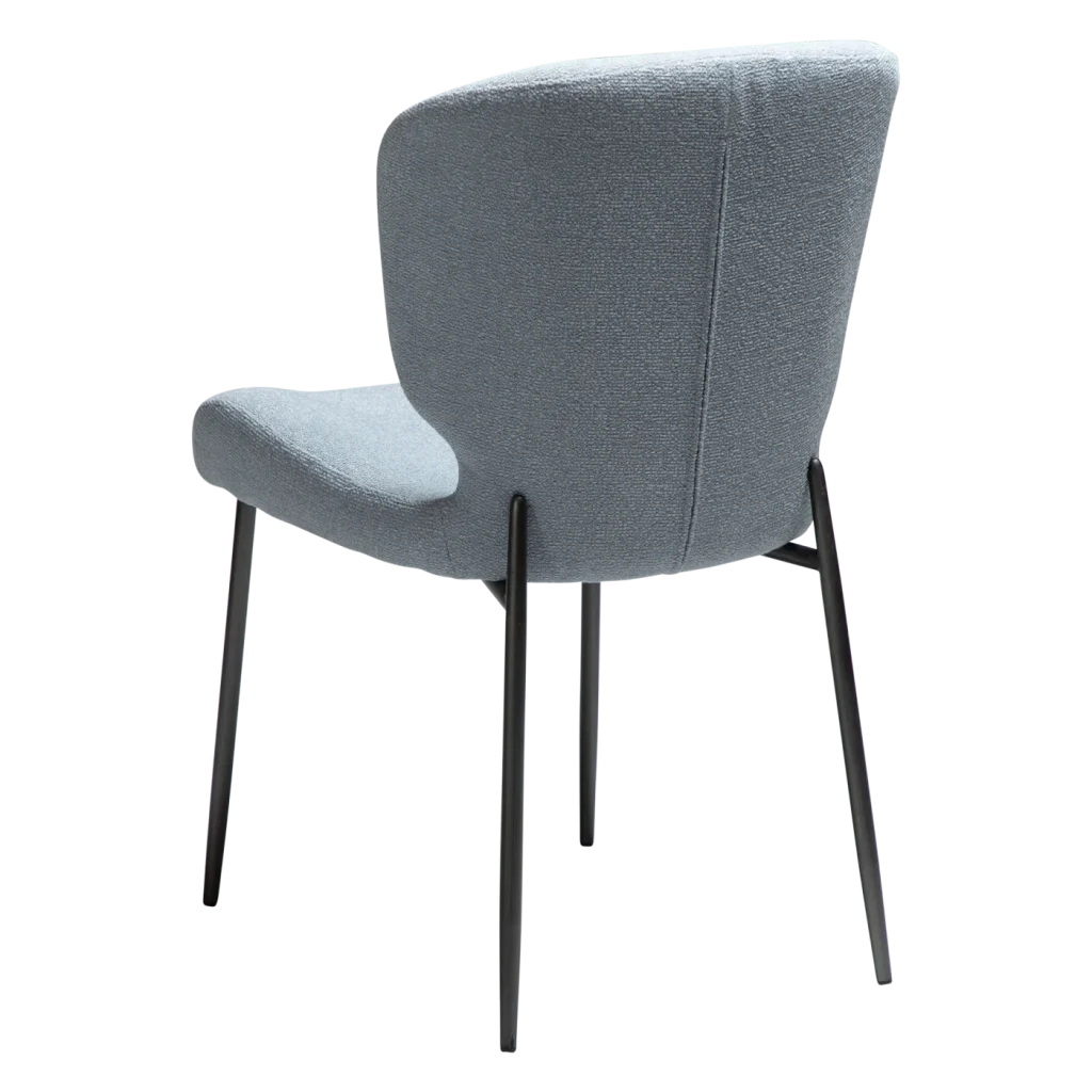 GLORY CHAIR Blue Fog Boucle Fabric W. Antique Pewter Legs 100330116 05 Back Angle