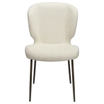 GLORY CHAIR Bone White Bouclé Fabric W. Antique Brass Metal Legs 100330102 02 Front