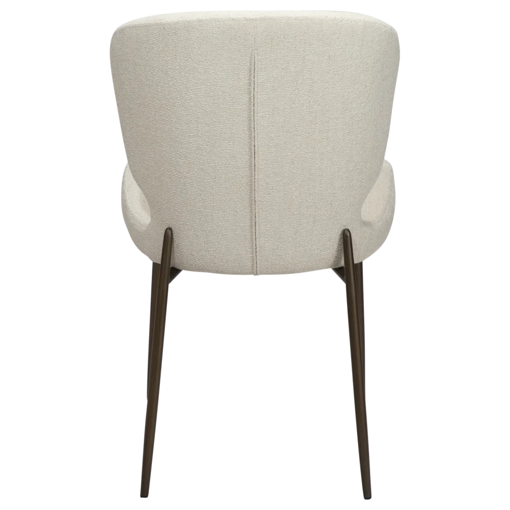 GLORY CHAIR Bone White Bouclé Fabric W. Antique Brass Metal Legs 100330102 04 Back
