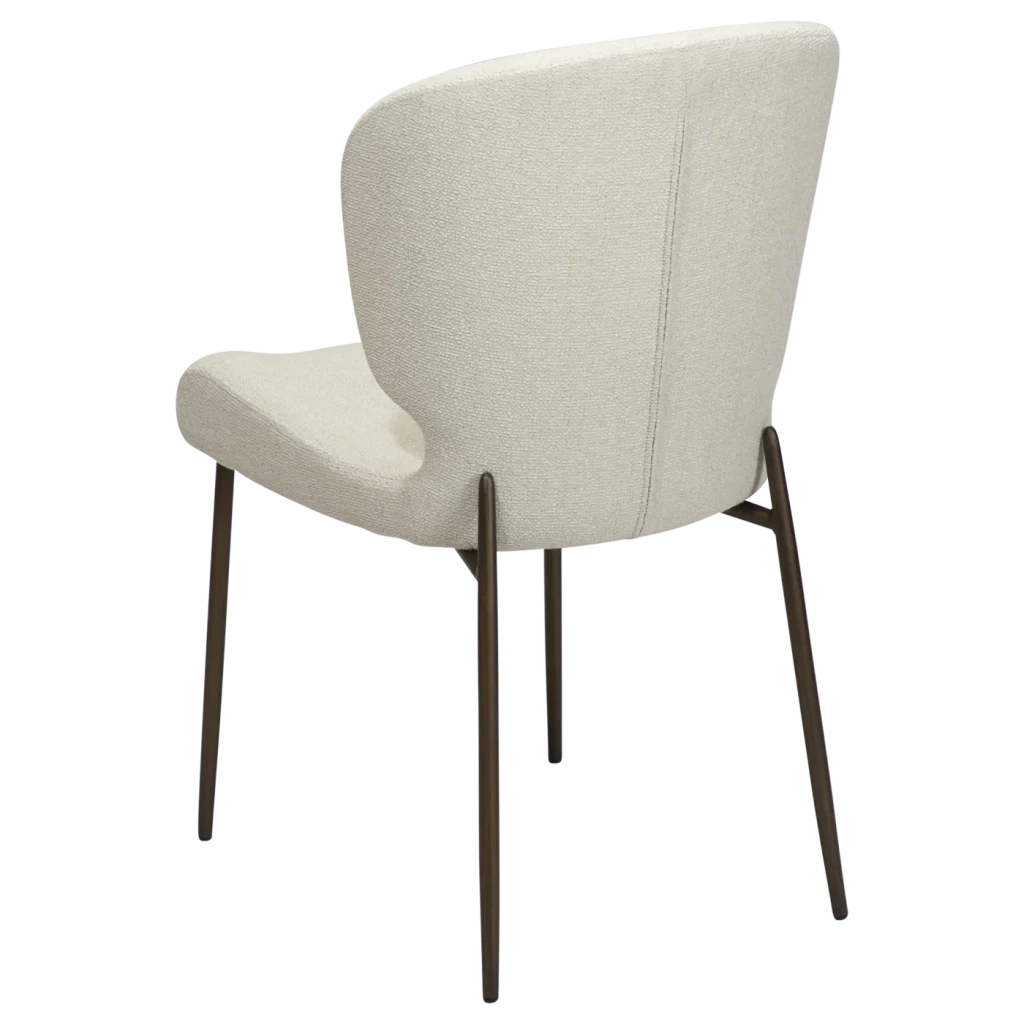 GLORY CHAIR Bone White Bouclé Fabric W. Antique Brass Metal Legs 100330102 05 Back Angle