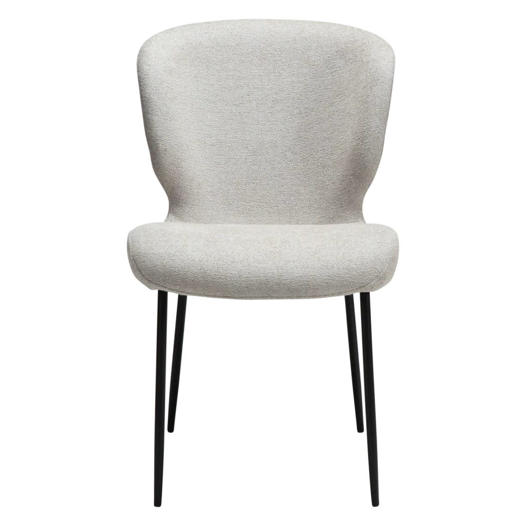 GLORY CHAIR Cashmere Boucle Fabric W. Black Metal Legs 100330110 02 Front