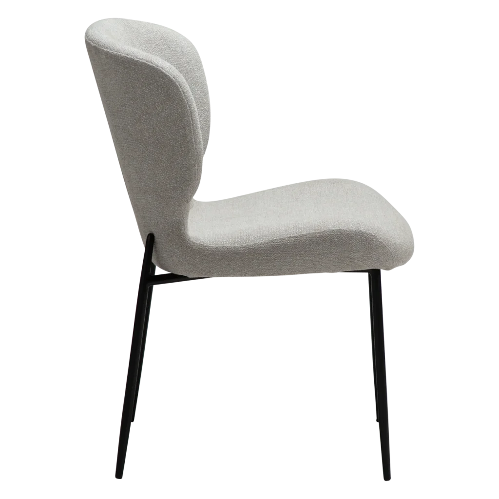 GLORY CHAIR Cashmere Boucle Fabric W. Black Metal Legs 100330110 03 Profile