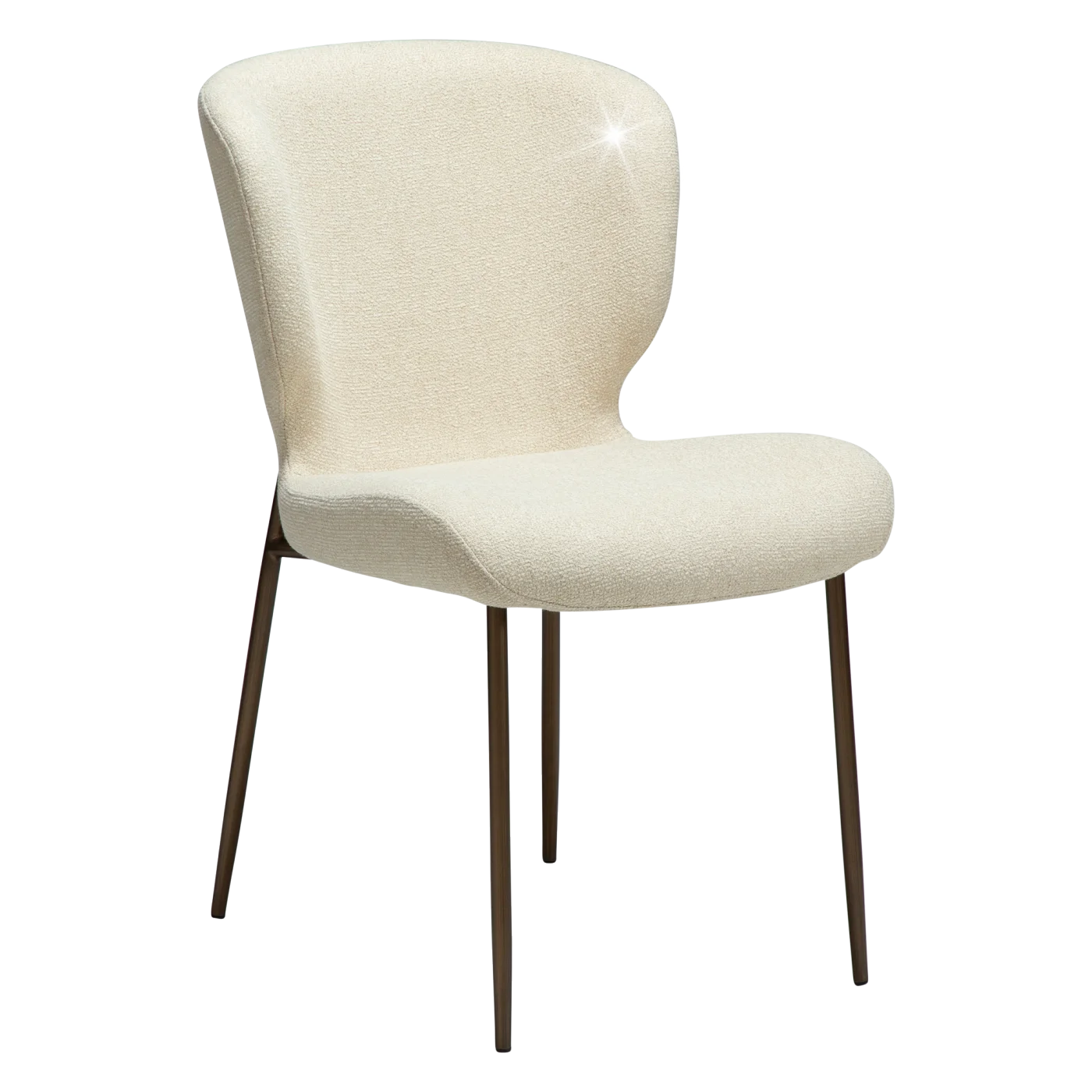 GLORY CHAIR Frosted Almond Boucle Fabric W. Antique Brass Metal Legs 100330111 01 Main