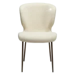 GLORY CHAIR Frosted Almond Boucle Fabric W. Antique Brass Metal Legs 100330111 02 Front