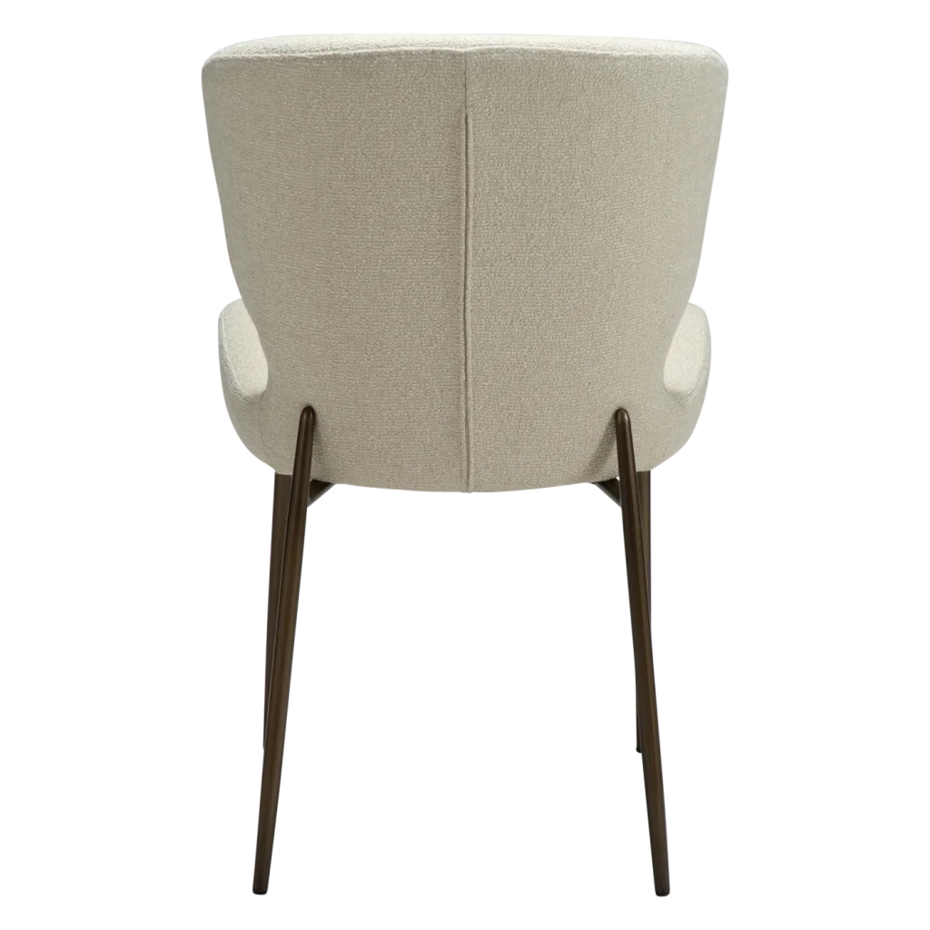 GLORY CHAIR Frosted Almond Boucle Fabric W. Antique Brass Metal Legs 100330111 04 Back