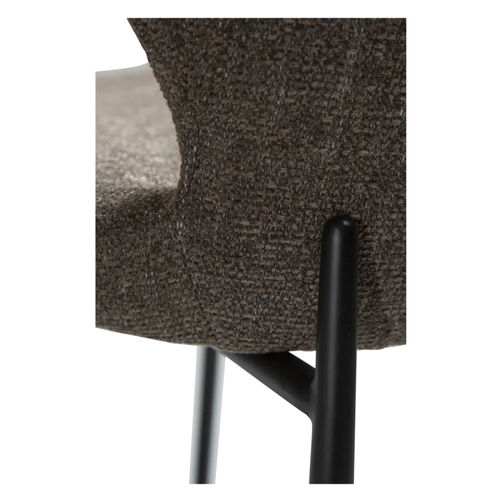 GLORY COUNTER STOOL Major Brown Boucle Fabric W. Black Metal Legs 200306170 06 Detail1