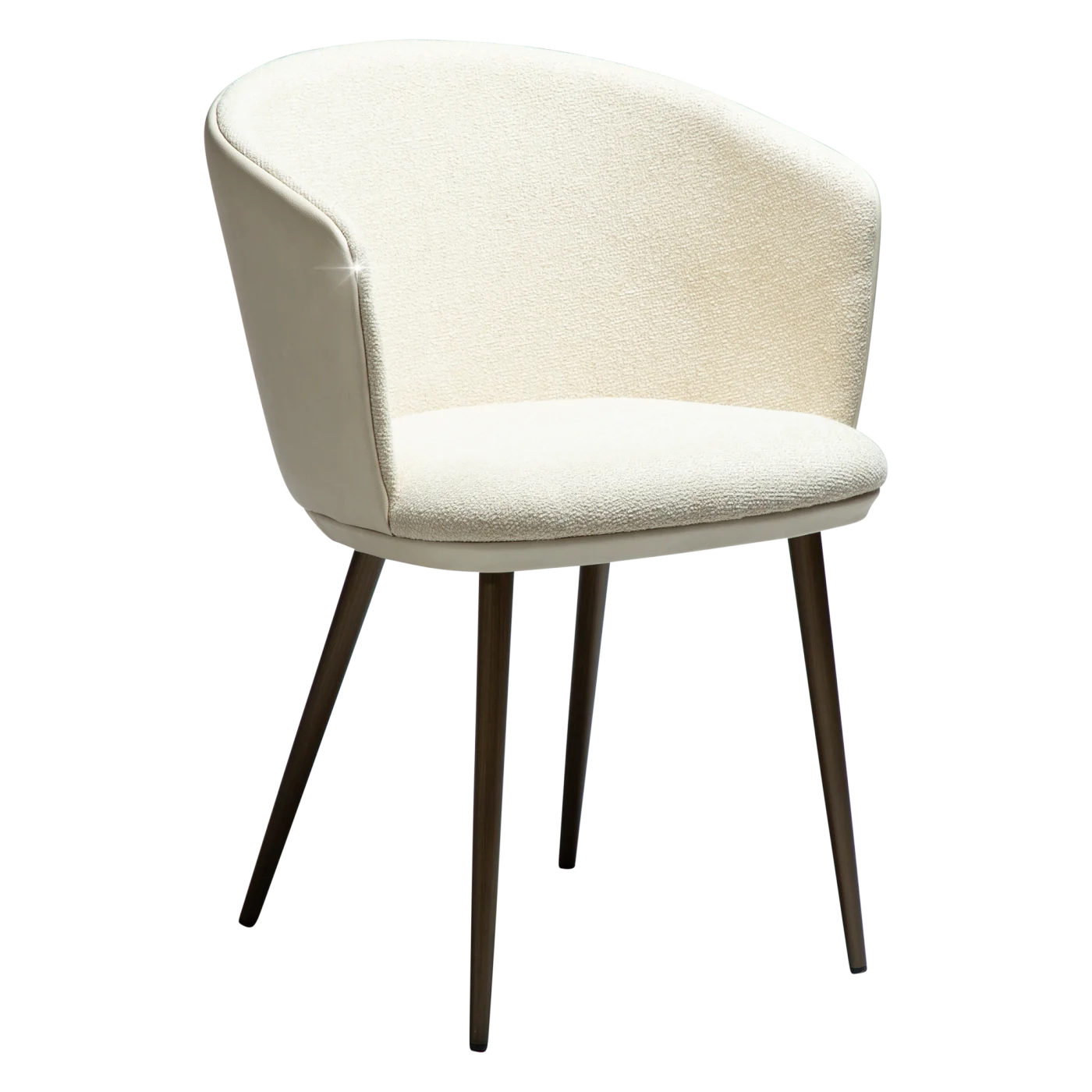 HEY ARMCHAIR Frosted Almond Boucle Fabric W. Frosted Almond Faux W. Antique Brass Legs 100800106 01 Main