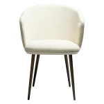 HEY ARMCHAIR Frosted Almond Boucle Fabric W. Frosted Almond Faux W. Antique Brass Legs 100800106 02 Front