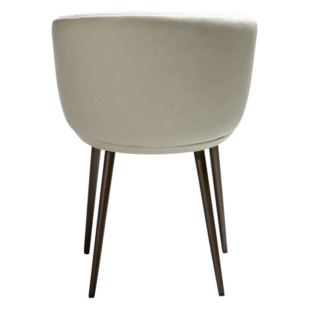 HEY ARMCHAIR Frosted Almond Boucle Fabric W. Frosted Almond Faux W. Antique Brass Legs 100800106 04 Back