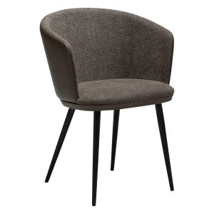 HEY CHAIR Major Brown Boucle W. Major Brown Faux Leather W. Black Metal Legs 100800105 01 Main