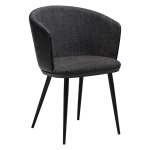 HEY CHAIR Raven Black Boucle W. Raven Black Faux Leather W. Black Metal Legs 100800104 01 Main