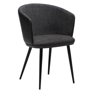 HEY CHAIR Raven Black Boucle W. Raven Black Faux Leather W. Black Metal Legs 100800104 01 Main