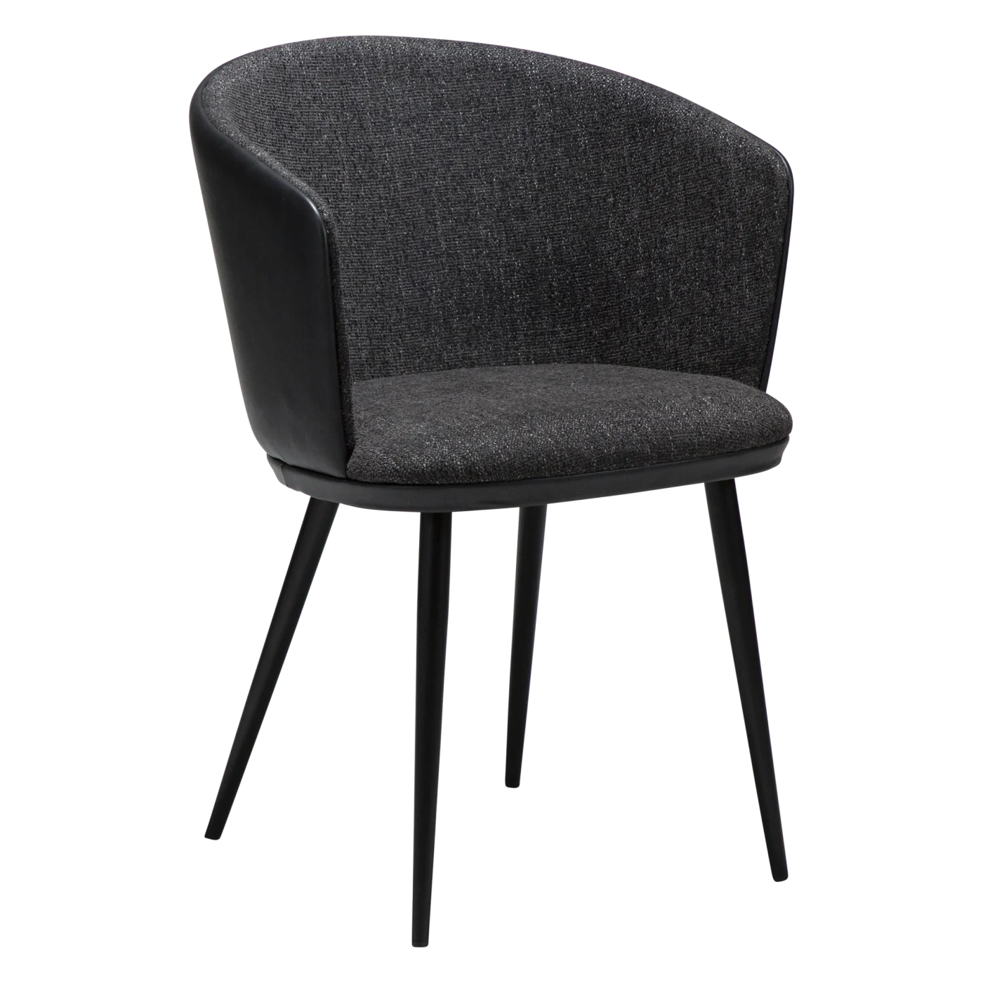 HEY CHAIR Raven Black Boucle W. Raven Black Faux Leather W. Black Metal Legs 100800104 01 Main