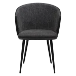 HEY CHAIR Raven Black Boucle W. Raven Black Faux Leather W. Black Metal Legs 100800104 02 Front
