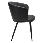 HEY CHAIR Raven Black Boucle W. Raven Black Faux Leather W. Black Metal Legs 100800104 03 Profile