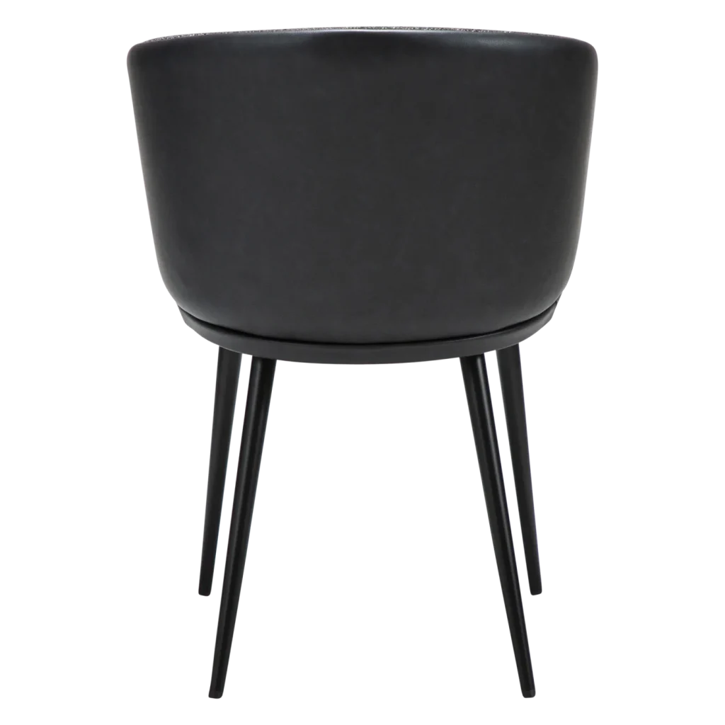 HEY CHAIR Raven Black Boucle W. Raven Black Faux Leather W. Black Metal Legs 100800104 04 Back