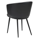 HEY CHAIR Raven Black Boucle W. Raven Black Faux Leather W. Black Metal Legs 100800104 05 Back Angle